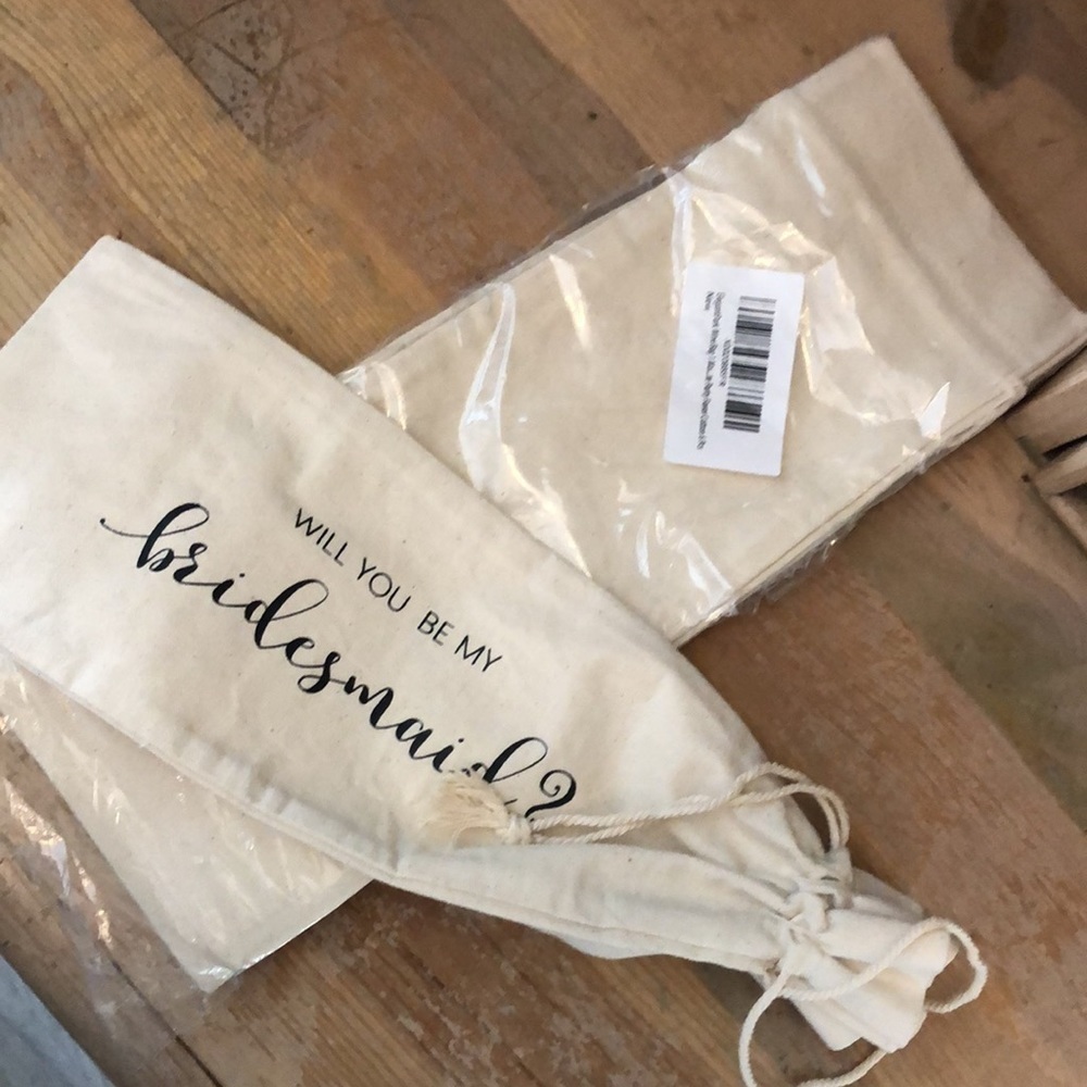 ElegantPark Wedding Canvas 6 Wine Bags βWill You Be My Bridesmaid?β New Six